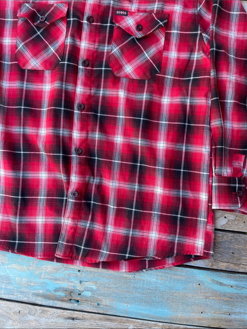 Dixxon Flannel Klock Werks Tribute Plaid Shirt Mens XL Red Black D-Tech Moto - Picture 5 of 15